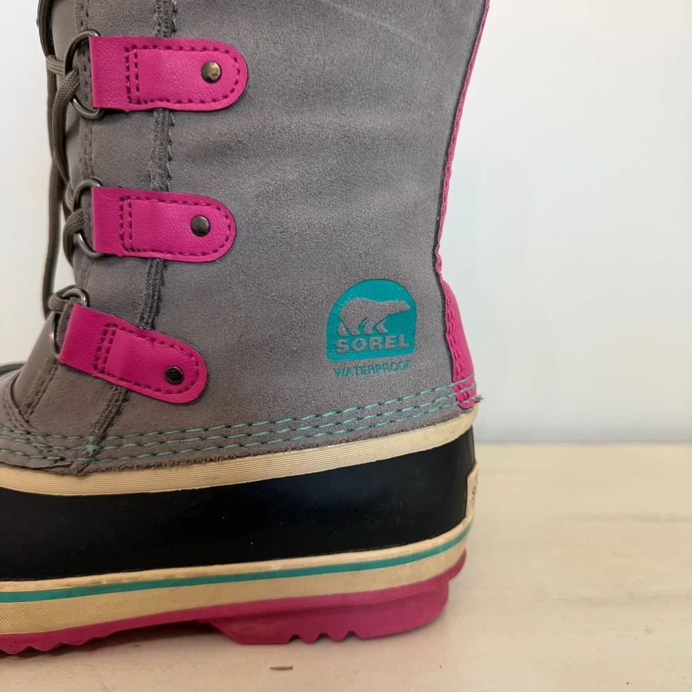 Sorel Grey/Pink Joan Of Artic Winter Boots